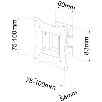 Techly ICA-LCD-901, 76,2 cm (30"), 75 x 75 mm, 100 x 100 mm, 0 - 12°, -15 - 15°, Schwarz