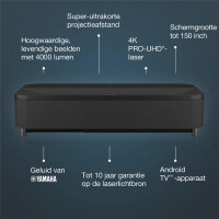 Epson EH-LS800B, 4000 ANSI Lumen, 3LCD, 4K+ (5120x3200), 2500000:1, 16:9, 2032 - 3810 mm (80 - 150")