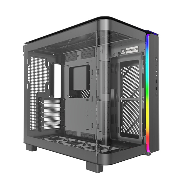 MONTECH KING 95, Midi Tower, PC, Schwarz, ATX, micro ATX, Mini-ITX, Metall, Kunststoff, Gehärtetes Glas, Gaming