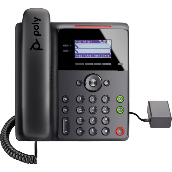 HP POLY Edge B20 IP Telefon und PoE-fähig, IP-Telefon, Schwarz, Kabelgebundenes Mobilteil, Tisch/Wand, 2 Zeilen, LCD