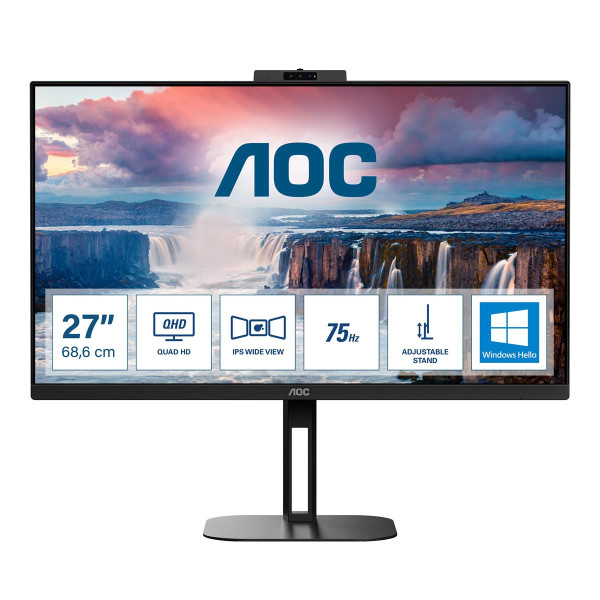 AOC V5 Q27V5CW/BK, 68,6 cm (27"), 2560 x 1440 Pixel, Quad HD, LED, 1 ms, Schwarz