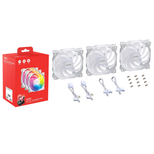 XPG VENTO 120 ARGB PWM, Ventilator, 12 cm, 300 RPM, 1850 RPM, 29 dB, 50,27 cfm