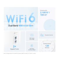 TP-LINK Deco X1500, Weiß, Intern, Mesh-System, Leistung, 0 - 40 °C, -40 - 60 °C
