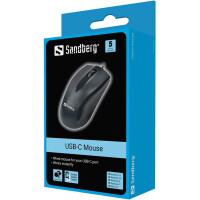 SANDBERG USB-C Mouse, Beidhändig, Optisch, USB Typ-C, 1200 DPI, Schwarz