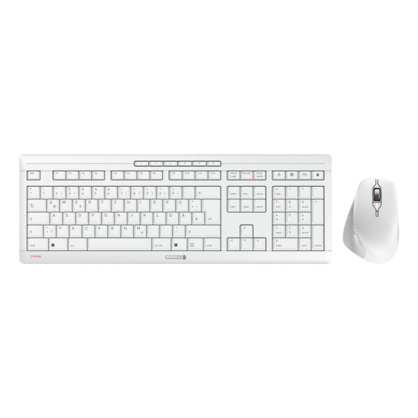 Cherry STREAM DESKTOP COMFORT, Kabellos, RF Wireless, Scherenschalter, QWERTZ, Weiß, Maus enthalten