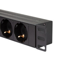 LogiLink PDU8C02, Standard, 1U, Aluminium, Schwarz, 8 AC-Ausgänge, Typ F
