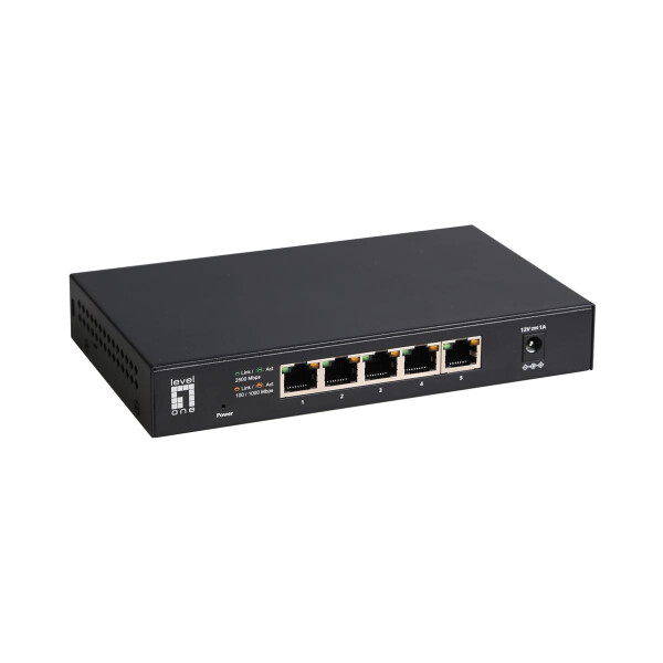 LevelOne 5-Port-Unmanaged-2,5-Gigabit-Ethernet-Switch, Unmanaged, 2.5G Ethernet (100/1000/2500), Vollduplex, Wandmontage