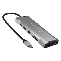 j5create JCD397-N 4K60 Elite USB-C® Multi-Monitor Mini Dock, Kabelgebunden, USB 3.2 Gen 1 (3.1 Gen 1) Type-C, 100 W, 1.4a, 10,100,1000 Mbit/s, Grau