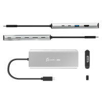 j5create JCD401-N USB4™ Dual 4K Multi-Port Hub, Kabelgebunden, USB 3.2 Gen 2 (3.1 Gen 2) Type-C, 85 W, Silber, 10 Gbit/s, 4K Ultra HD