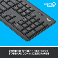 Logitech MK295 Silent Wireless Combo, Volle Größe (100%), Kabelgebunden, USB, QWERTY, Graphit, Maus enthalten