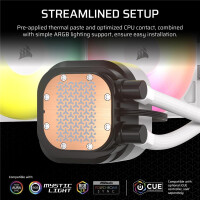 Corsair NAUTILUS 240 RS ARGB Liquid, Luftkühlung, 2100 RPM, 34 dB, 74,37 cfm, Schwarz