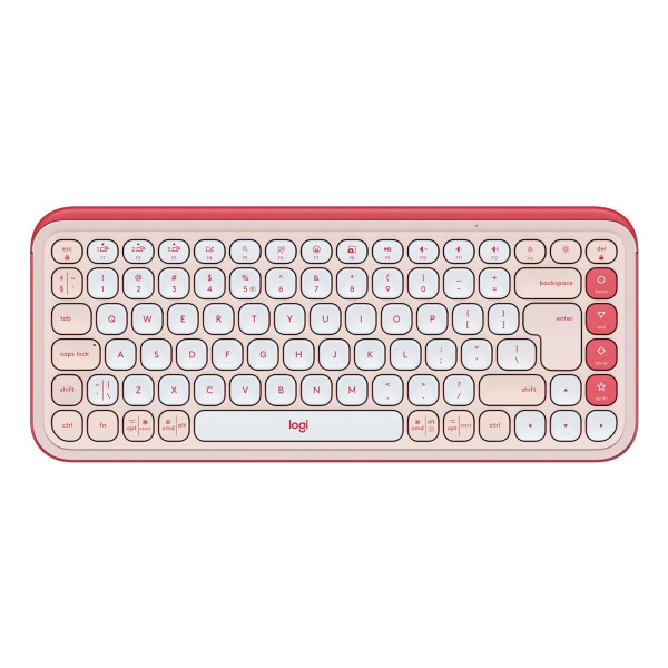 Logitech POP Icon Keys, Mini, Kabellos, Bluetooth, Scherenschalter, QWERTY, Pink, Weiß