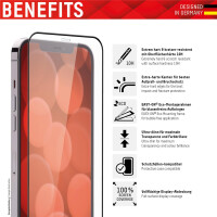 E.V.I. Displex Full Cover Panzerglas (10H) für Apple iPhone X/XS/11 Pro, Eco-Montagerahmen, volle Displayabdeckung, Tempered Glas, kratzer-resistente Schutzfolie, hüllenfreundlich, Apple, iPhone X/ iPhone XS/ iPhone 11 Pro, Trockene Anwendung, Schlagfest,