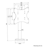 Neomounts abschraubbare TV-Tischhalterung, 109,2 cm (43"), 100 x 100 mm, 200 x 200 mm, -30 - 30°, Stahl, Schwarz