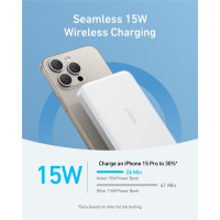 Anker Innovations Anker A1664H21, 10000 mAh, Kabelloses Aufladen, 12 W, Weiß