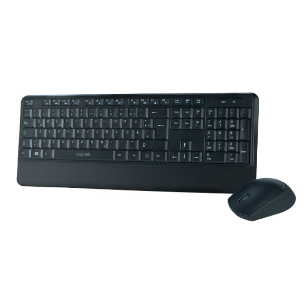 LogiLink ID0161, Volle Größe (100%), Kabellos, RF Wireless, QWERTZ, Schwarz, Maus enthalten