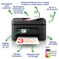 Epson WorkForce WF-2950DWF, Tintenstrahl, Farbdruck, 5760 x 1440 DPI, Farbkopieren, A4, Schwarz