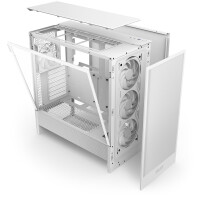 NZXT H5 Flow RGB, Midi Tower, PC, Weiß, ATX, EATX, micro ATX, Micro-ITX, SGCC, Gehärtetes Glas, Gaming