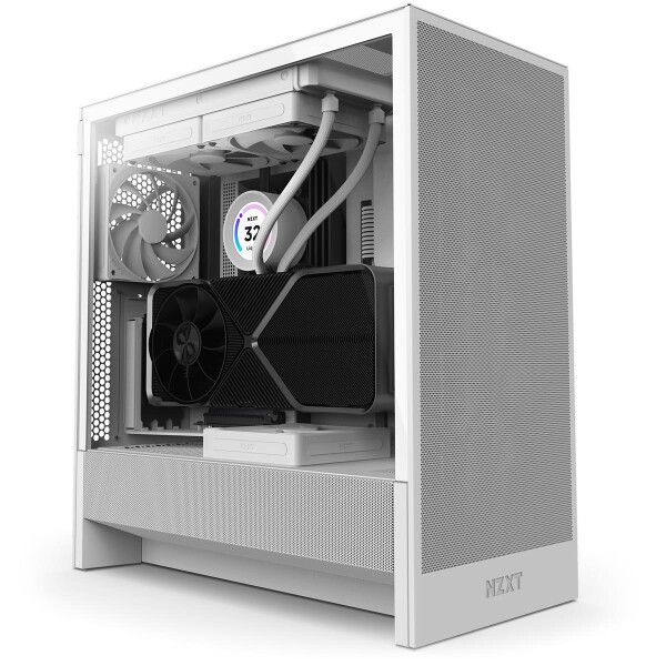 NZXT H5 Flow, Midi Tower, PC, Weiß, ATX, EATX, micro ATX, Micro-ITX, Gaming, 17,5 cm
