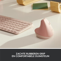 Logitech Lift, rechts, Vertikale Ausführung, Optisch, RF Wireless + Bluetooth, 4000 DPI, Pink