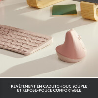 Logitech Lift, rechts, Vertikale Ausführung, Optisch, RF Wireless + Bluetooth, 4000 DPI, Pink