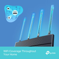 TP-LINK Archer AX12, Wi-Fi 6 (802.11ax), Dual-Band (2,4 GHz/5 GHz), Ethernet/LAN, Schwarz, Tabletop-Router