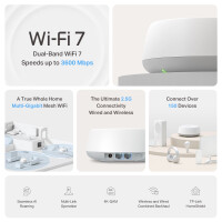 TP-LINK DECO BE25(3-PACK), Weiß, Intern, Mesh-System, Dual-Band (2,4 GHz/5 GHz), Wi-Fi 7 (802.11be), 2882 Mbit/s