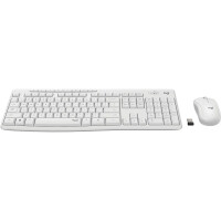 Logitech MK295 Silent Wireless Combo, Volle Größe (100%), Kabellos, RF Wireless, QWERTY, Weiß, Maus enthalten