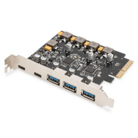 DIGITUS PCIe Karte 2x USB-C + 3x USB A