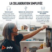HP POLY Blackwire 3220 USB-C Stereo-Headset + USB-C/A-Adapter, Kabelgebunden, Büro/Callcenter, 64 g, Kopfhörer, Schwarz