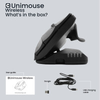 Contour Design Unimouse, links, drahtlos, Linkshändig, Vertikale Ausführung, RF Wireless + Bluetooth + USB Type-C, 4000 DPI, Schwarz