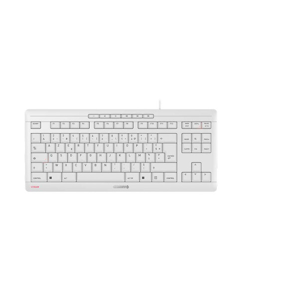 Cherry STREAM KEYBOARD TKL, Kabelgebunden, USB, Scherenschalter, AZERTY, Weiß