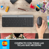Logitech MK470 Slim Combo – kabelloses Tastatur-Maus-Set, Volle Größe (100%), Kabellos, RF Wireless, QWERTY, Graphit, Maus enthalten