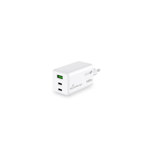 MEDIARANGE Ladegerät 100W 3-Port 2x USB-C u. 1x USB-A weiß