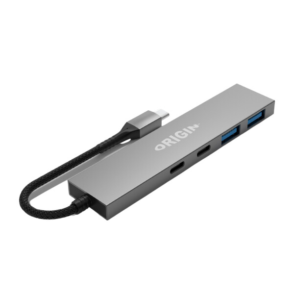 Origin Storage Origin 4 Ports - 2 USB3.2 & 2 Type C Gen1 Hub, Kabelgebunden, USB 3.2 Gen 1 (3.1 Gen 1) Type-A + Type-C, Grau, 1 Stück(e)