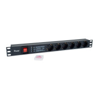 Equip Deutsche Stromverteilereinheit mit 6 Ausgängen, mit Überspannungsschutz, integriertem Leitungsanschluss, 1U, Aluminium, 6 AC-Ausgänge, Typ F, Typ F, 1,8 m
