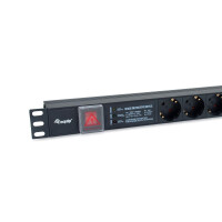 Equip Deutsche Stromverteilereinheit mit 6 Ausgängen, mit Überspannungsschutz, integriertem Leitungsanschluss, 1U, Aluminium, 6 AC-Ausgänge, Typ F, Typ F, 1,8 m