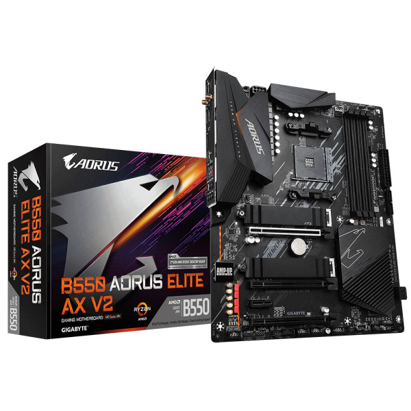 Gigabyte B550 AORUS ELITE AX V2, AMD, Sockel AM4, AMD Ryzen 3000 Series, Sockel AM4, 128 GB, DDR4-SDRAM