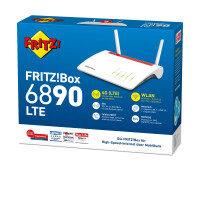 AVM FRITZ!Box 6890 LTE, Wi-Fi 5 (802.11ac), Dual-Band (2,4 GHz/5 GHz), Ethernet/LAN, 3G, Schwarz, Rot, Weiß, Tabletop-Router