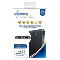 MEDIARANGE MR753, 10000 mAh, Lithium Polymer (LiPo), 3,7 V, 18 W, Schwarz