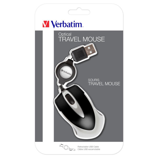 Verbatim Go Mini Optical Travel Mouse – Schwarz, Beidhändig, Optisch, USB Typ-A, 1000 DPI