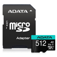 ADATA Premier Pro, 512 GB, MicroSDXC, Klasse 10, 100 MB/s, 80 MB/s, Class 3 (U3)