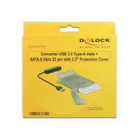 Delock 62742, USB Typ-A, SATA, Schwarz, Grau, 0,15 m,...