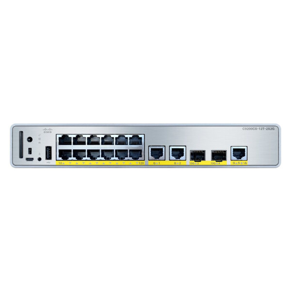 Cisco C9200CX-12T-2X2G-A, Managed, Gigabit Ethernet (10/100/1000), Power over Ethernet (PoE), Rack-Einbau
