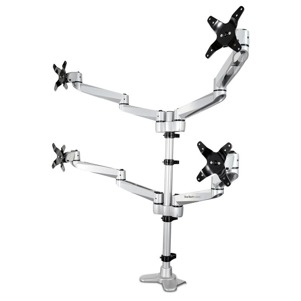 StarTech.com Monitorhalterung für vier Bildschirme - Vollbeweglich - Premium, Klemme, 45 kg, 33 cm (13"), 68,6 cm (27"), 100 x 100 mm, Silber