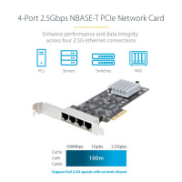StarTech.com 4-Port 2.5 Gbit PCIe Netzwerkkarte, Intel I225-V, Dual-Port Computer LAN Karte, Multi-Gigabit NIC, PCI Express Server Netzwerkkarte, 2.5G Ethernet Adapter, Eingebaut, Kabelgebunden, PCI Express, Ethernet, 2500 Mbit/s, Schwarz