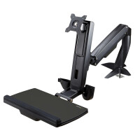 StarTech.com Sitz-Steh Monitorarm - Verstellbarer Sitz-Steh Arbeitsplatz Monitorarm für ein einzelnes 27" VESA Display - Ergonomischer Gelenk Stehpult Konverter mit Tastaturablage, Schwarz, 86,4 cm (34"), 8 kg, Tisch/Bank, 75 x 75,100 x 100 mm, 1,5 kg