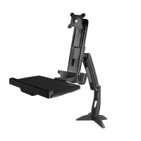 StarTech.com Sitz-Steh Monitorarm - Verstellbarer Sitz-Steh Arbeitsplatz Monitorarm für ein einzelnes 27" VESA Display - Ergonomischer Gelenk Stehpult Konverter mit Tastaturablage, Schwarz, 86,4 cm (34"), 8 kg, Tisch/Bank, 75 x 75,100 x 100 mm, 1,5 kg