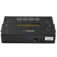 StarTech.com 1:1 Selbständige Festplatten Klonstation und Löscher, USB Stick und SATA HDD/SSD Disk Kloner und Löscher, LCD Bildschirm, TAA konform, OS unabhängig, HDD-Duplikator, 2 Kopien, Kopieren, Löschen, Schwarz, Stahl, 6,6 GB/min