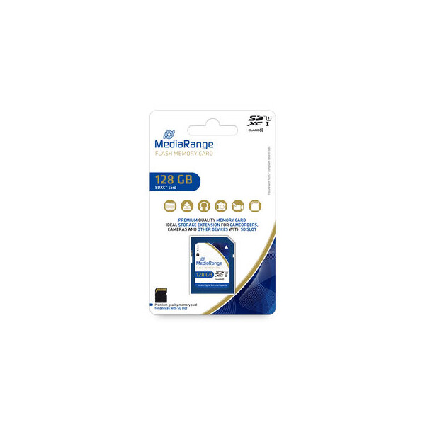 MEDIARANGE MR969, 128 GB, SDXC, Klasse 10, UHS-I, 80 MB/s, 10 MB/s